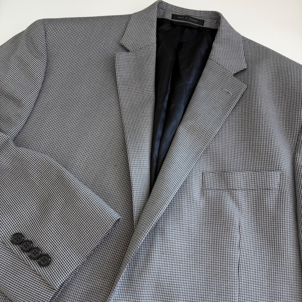 Lauren Ralph Lauren Houndstooth Blazer Sport Coat Jacket Men's 46L‎ black white